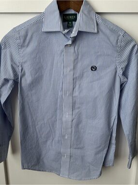 Lauren Ralph Lauren White and Blue Striped Men’s Dress Shirt